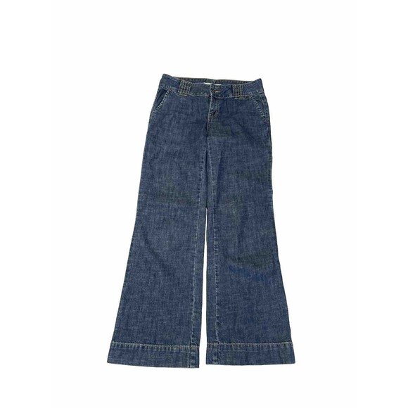 Tommy Hilfiger Dark Wash Cuffed Mid Rise Trouser Jeans Size 2S Flare Denim - Picture 1 of 10